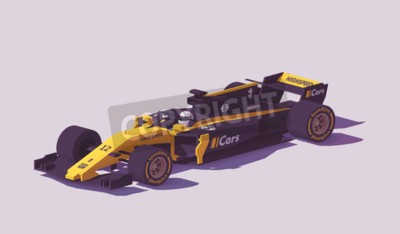 Sticker Vector niedrige Polyformel-Rennwagenillustration.