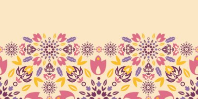 Sticker Vector ornamental bunten Tulpen horizontale nahtlose Muster