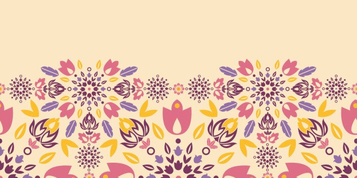 Sticker Vector ornamental bunten Tulpen horizontale nahtlose Muster