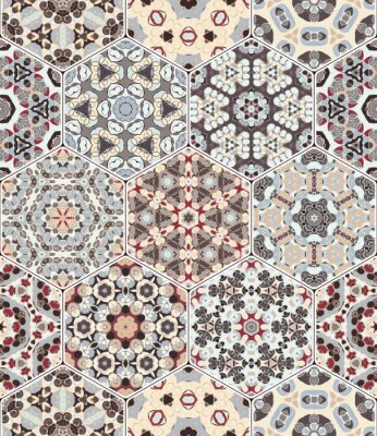 Sticker Vector Reihe von sechseckigen Mustern.