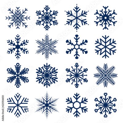 Sticker Vector snowflakes icons. Set of snowflakes texture