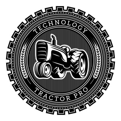 Sticker Vector Traktor-Logo-Abbildung. Emblem Design