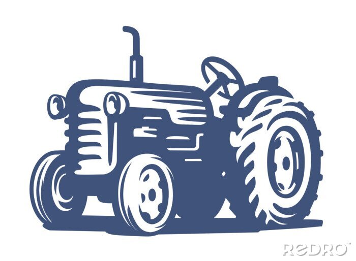 Sticker Vektor blau Traktor