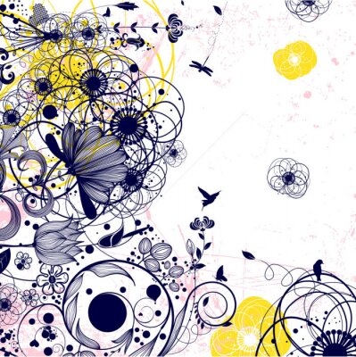 Sticker Vektor Blume Hintergrund