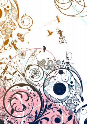 Sticker Vektor Blume Hintergrund