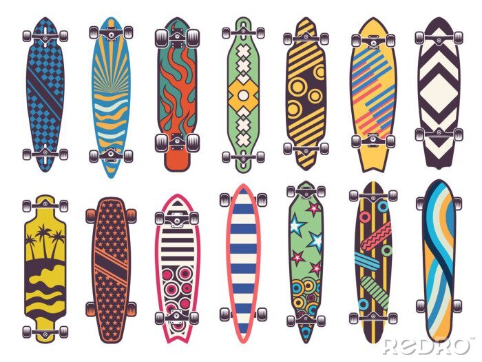 Sticker Vektor farbige Illustrationen auf Skateboards