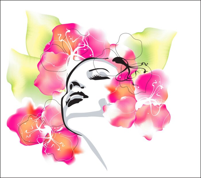 Sticker Vektor Frühling Mädchen