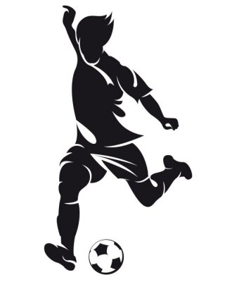 Sticker Vektor-Fußball (Fußball-) Spieler Silhouette mit Ball isoliert