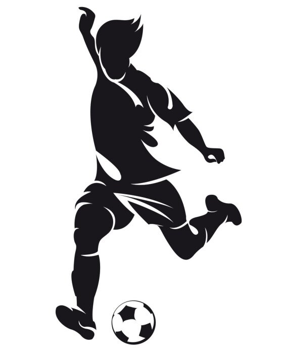 Sticker Vektor-Fußball (Fußball-) Spieler Silhouette mit Ball isoliert
