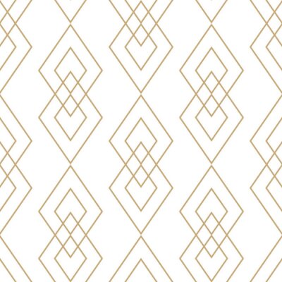 Tapete Vektor goldene geometrische Textur. Nahtloses Muster mit dünnen Linien, Diamanten