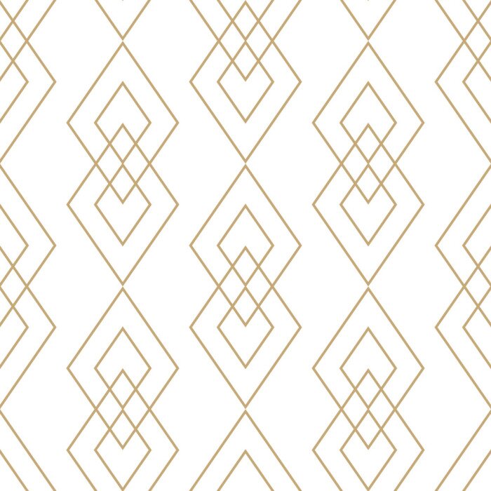 Sticker Vektor goldene geometrische Textur. Nahtloses Muster mit dünnen Linien, Diamanten