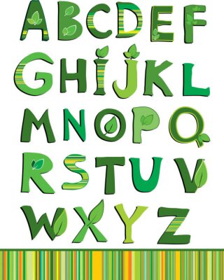 Sticker Vektor grün floral Alphabet