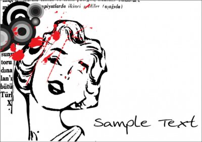 Sticker Vektor-Grunge- Hintergrund mit Frauen