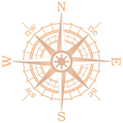 Sticker Vektor-Illustration der braunen Segeln Kompass