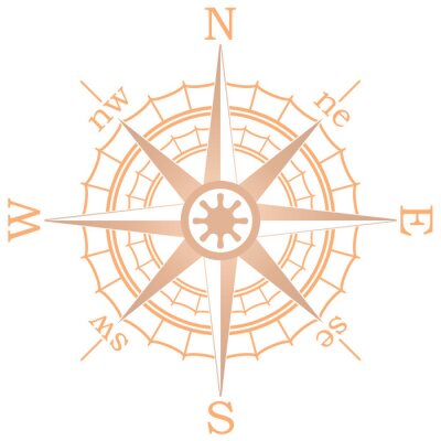 Sticker Vektor-Illustration der braunen Segeln Kompass