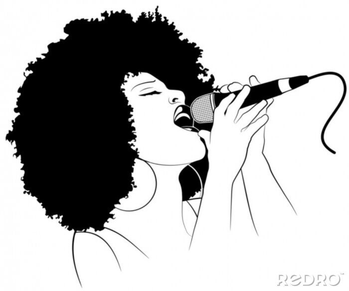 Sticker Vektor-Illustration eines Jazz-Sängerin