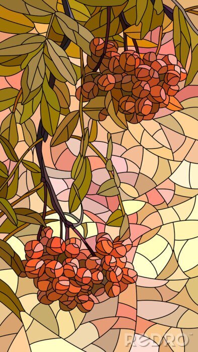 Sticker Vektor-Illustration Mosaik von roten Eberesche.