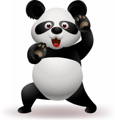Sticker Vektor-Illustration von lustigen Panda praktizieren Kampfkunst
