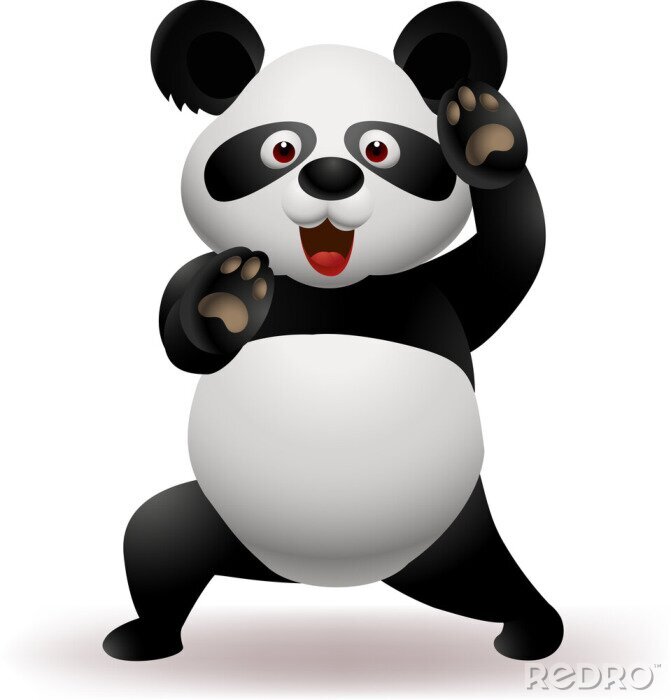Sticker Vektor-Illustration von lustigen Panda praktizieren Kampfkunst