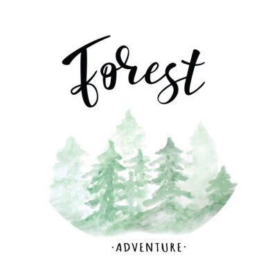 Sticker Vektor-Illustration von "Wald" -Schriftzug.