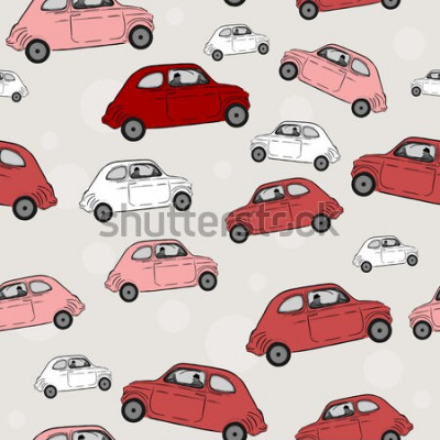 Sticker Vektor nahtlose Illustration, Autos