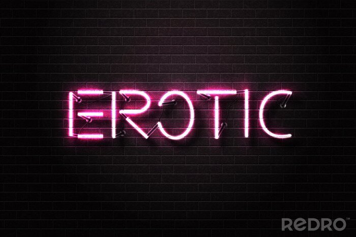 Sticker Vektor realistische isoliert Neon Zeichen der rosa Erotik Text für Dekoration und Abdeckung auf der Wand Hintergrund. Konzept der erotischen Show und Nachtclub.