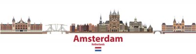 Sticker Vektor-Skyline von Amsterdam. Flagge von Niederlande