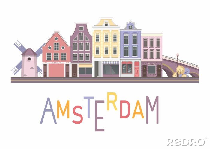 Sticker Vektor Stadt Amsterdam