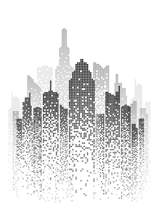 Sticker Vektor Städtisches Stadtbild Silhouette Illustration 2