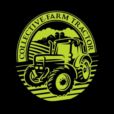 Sticker Vektor-Traktor-Muster auf dem Feld auf dem Bauernhof Hintergrund