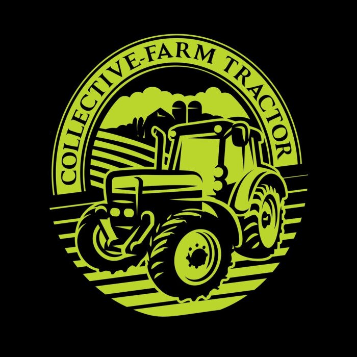 Sticker Vektor-Traktor-Muster auf dem Feld auf dem Bauernhof Hintergrund