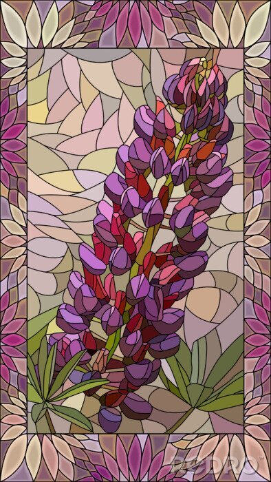 Sticker Vektorillustration des violetten Lupine.