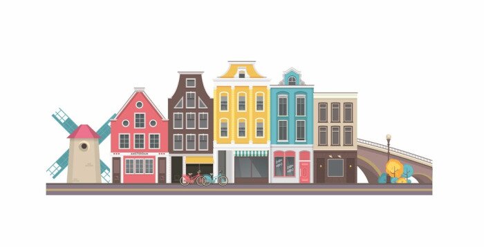 Sticker Vektorstadt Amsterdam