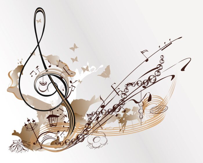 Sticker Verrückte Noten auf einer Grafik im Retro-Stil