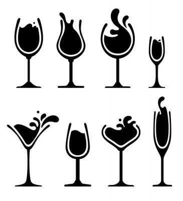 Sticker Verschiedene Arten von Gläsern für alkoholische Getränke