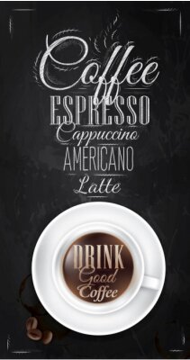 Sticker Verschiedene Kaffeenamen auf schwarzem Hintergrund