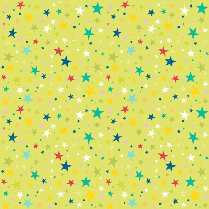 Sticker Verschiedenfarbige Sterne auf grünem Hintergrund Grafik