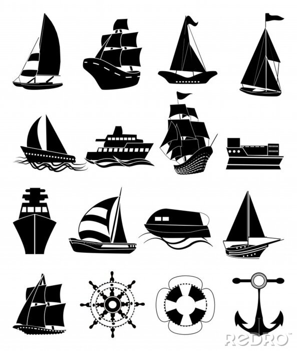 Sticker Versendet Symbole für Schiffe