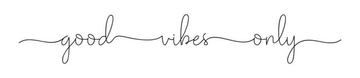 Sticker VIBES GOOD ONLY. Simple positive lettering typography script quote good vibes only. Poster, card, vector design banner. Hand drawn modern calligraphy slogan text - good vibes only.