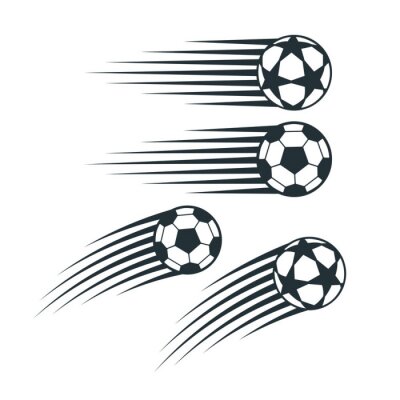 Sticker Vier fliegende Bälle einfache minimalistische Grafik