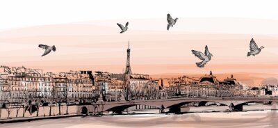 Sticker View of Paris from "Pont des arts"