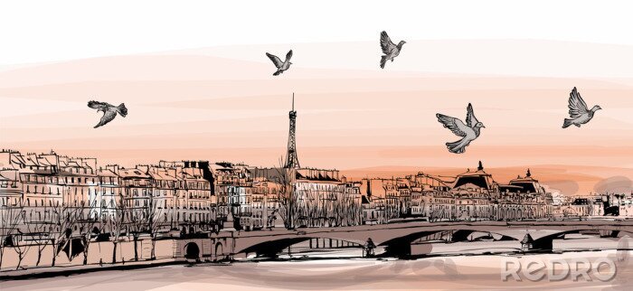 Sticker View of Paris from &quot;Pont des arts&quot;
