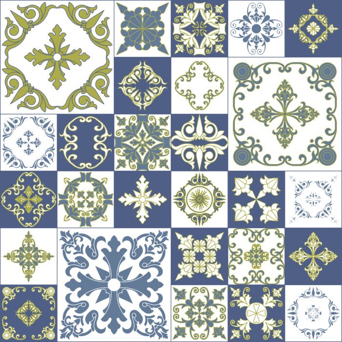 Sticker Vintage abstrakte Patchwork dekorative nahtlose Muster. Blumenw