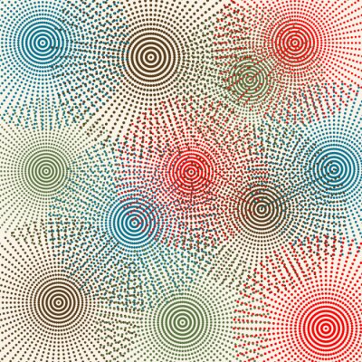 Sticker Vintage Hintergrund mit gepunkteten Blüten