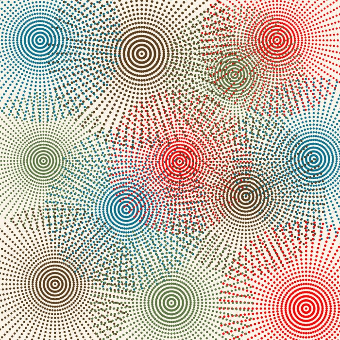 Sticker Vintage Hintergrund mit gepunkteten Blüten