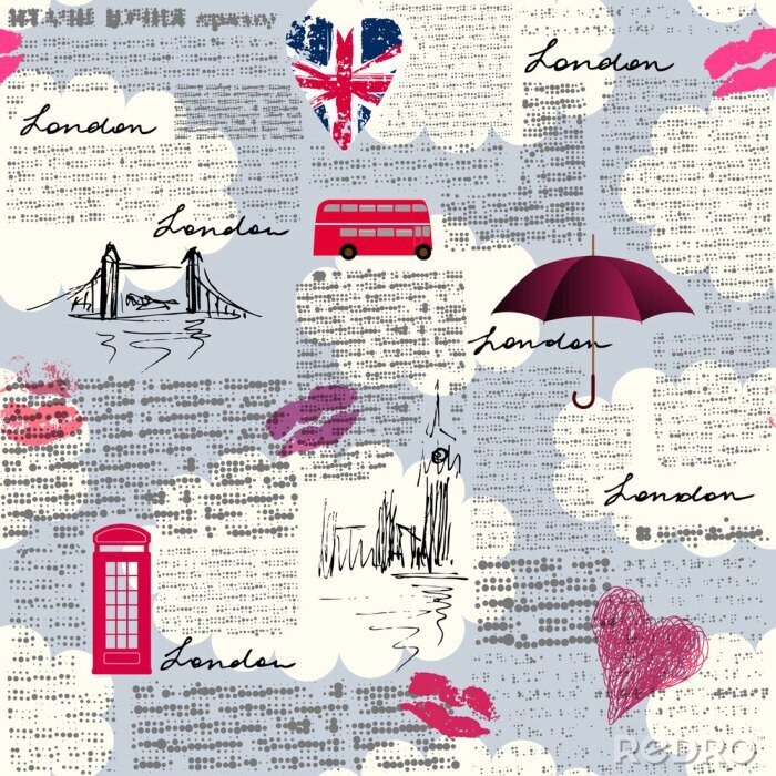 Sticker Vintage London Muster