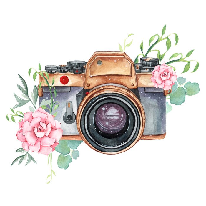 Sticker Vintage retro Aquarell Kamera. Perfekt für Fotografie-Logo
