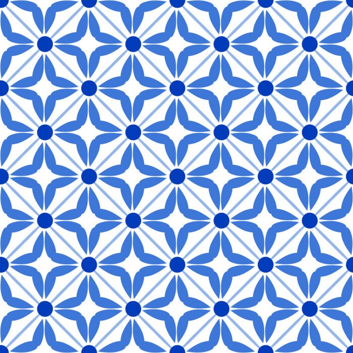 Sticker Vintage seamless pattern in Portugal style azulejo