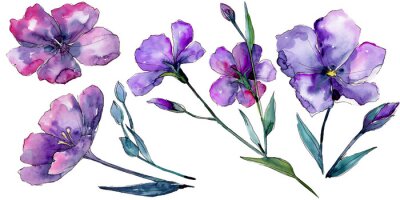 Sticker Violette Blumen Illustration in Aquarell-Ästhetik
