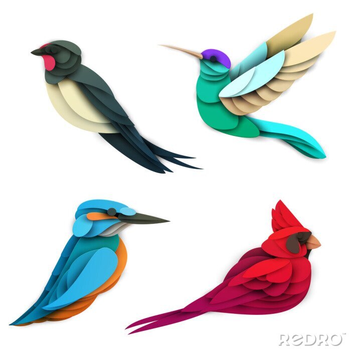 Sticker Vögel für Kinder aus Papier